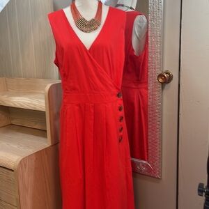 Borden Tangerine sleeveless Dress brown buttons down side fully lined size 16 😎
